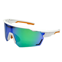 Gafas de Sol Deportivas para Ciclismo con Lentes de Visión Nocturna UV400 de PC, Patillas Intercambiables, Blancas/Negras, Protección UV