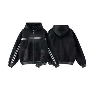 Sweat-shirts à capuche d'hiver épais délavés à l'acide, style vintage, teinture unie, logo personnalisé, coupe classique pour hommes - Product Image 1