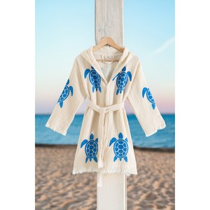 Varol 100% Organic Handcrafted Stone Print Kids Bath <b>Towel</b> Waiter's Robe-Caretta - Product Image 1