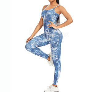 Combinaisons sans manches côtelées pour femmes, 100 % polyester, personnalisées avec motifs sur mesure, faible MOQ, impression tie-dye et appliqués - Product Image 3