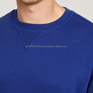 Sudadera de cuello redondo de lana personalizada 100% algodón de calidad superior para hombre azul ajuste regular Unisex tamaño puños acanalados dobladillo sólido OEM - Product Image 4