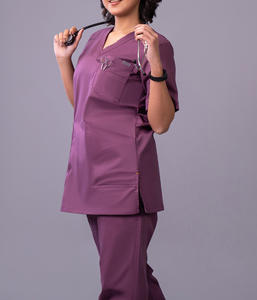 Nouvel ensemble de blouses d'été unisexe à manches courtes et col en V en tissu élastique Spandex Polyester peigné, idéal pour le personnel chirurgical et hospitalier - Modèle 2026 amélioré - Product Image 1