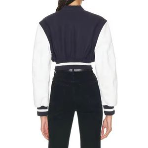 New Arrival Best Custom <b>Women's</b> Varsity <b>Puffer</b> <b>Jacket</b> <b>Cropped</b> Bubble Wool Lining Waterproof Coats for Ladies - Product Image 3