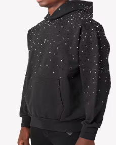 Sweat à capuche personnalisé avec strass 100% coton de luxe Streetwear pull unisexe motif diamant à capuche pour hommes et femmes - Product Image 5