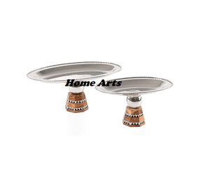 Bol à chocolats en acier inoxydable avec support en bois Design fabuleux Vaisselle Snacks Bol à dessert avec support - Product Image 1