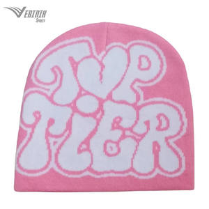 Fabricación personalizada con logotipo All Over Print Diseñador Acrílico Unisex Jaquards Estilo gráfico Jacquard Beanie Hats - Product Image 3