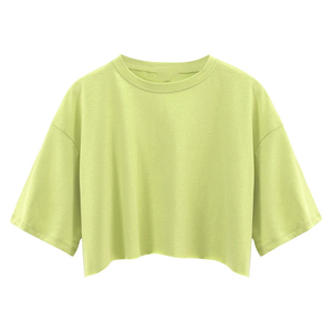 Custom Made Crop <b>Tops</b> For Women 100% Cotton Material Lightweight Quickdry Breathable O-Neck Style Customised Logo - Product Image 4