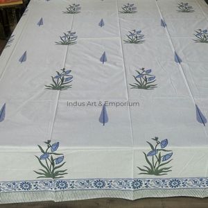Indian Handcrafted Sanganeri Hand Block Printed 100% Cotton 300tc Machine Washable Flat Sheet Set Pillow Cover for Hotel Adults - Product Image 4