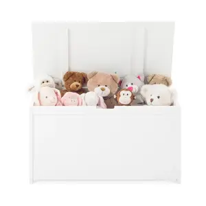 Caja de juguete de madera blanca para niños y bebés, asiento de almacenamiento directo de fábrica