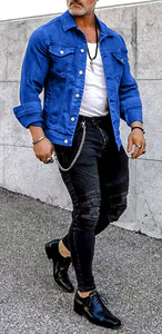 La mejor chaqueta vaquera para hombre, elegante, lavado de invierno, venta al por mayor, Chaquetas vaqueras, ropa de calle de moda, chaqueta vaquera única de Hip Hop para hombre - Product Image 3