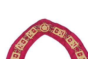 Herramientas DE TRABAJO DE Logia roja masónica Collar de cadena masónica con diamantes de imitación Terciopelo rojo Regalos masónicos Tela Collar de cadena personalizado - Product Image 3