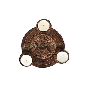 Gran oferta de alta calidad, portavelas de luz de té de madera de Triple Luna, placa de Altar redonda hecha a mano para brujería, Wiccan Tarot - Product Image 2