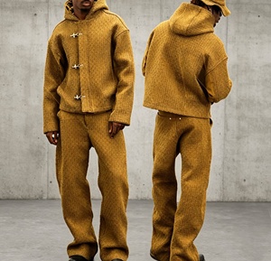 Conjunto de chándal vaquero de 2 piezas personalizado OEM para hombre: Chaqueta con capucha y broche de bombero y pantalón vaquero a juego - Product Image 5