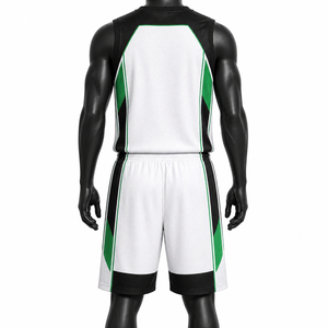 Uniforme de Baloncesto Personalizado para Hombre, Blanco y Verde, Transpirable, de Malla, Sublimado, Pantalones Cortos Deportivos para Equipo, Venta al Por Mayor OEM - Product Image 2
