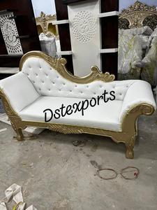 Lujoso conjunto de sofá de oro blanco para boda, muebles de escenario de boda elegantes, conjunto de sofá, precioso sofá King de boda con sillas de trono - Product Image 4