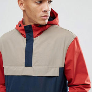 Chaqueta cortavientos de poliéster 100% impermeable para hombre con Capucha con cordón y cierre de Jersey de media cremallera estilo Anorak - Product Image 4