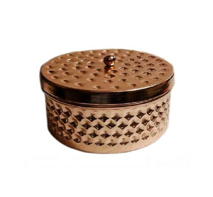 Mayorista indio directo Juego de tarros de velas de metal martillado en tonos cobre Contenedor multiusos Portavelas de vidrio de cobre y latón - Product Image 3