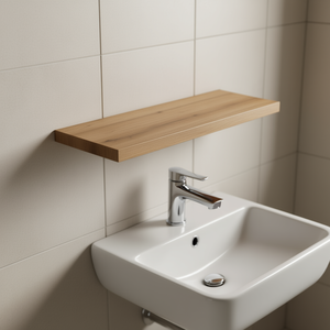 Étagère murale en chêne naturel de 80 cm pour lavabo, fonctionnelle et élégante - Product Image 3