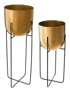 Maceta de metal de estilo contemporáneo con soporte para exhibir plantas decorativas de interior en apartamentos de lujo modernos - Product Image 4