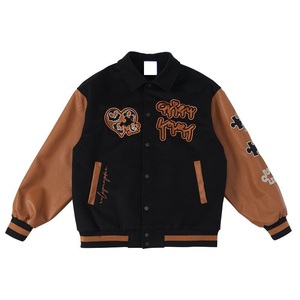 OEM Manufacture Custom logo Blank Plain <b>Varsity</b> <b>Jacket</b> Leather Sleeve Chain Chenille Embroidery <b>Vintage</b> Letterman <b>Varsity</b> <b>Jacket</b> - Product Image 3