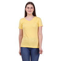 T-shirt pour femme avec appliques au col, en jersey de coton doux, à manches courtes, décontracté, pour l'été, séchage rapide, respirant, fabrication pour