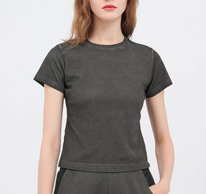 เสื้อยืดผ้าฝ้ายสำหรับผู้หญิงเสื้อครอปสำหรับผู้หญิงเสื้อยืดแฟชั่นปรับแต่งได้สำหรับฤดูร้อน - Product Image 1