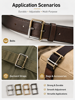 Boucle de ceinture métallique en gros, boucle à ardillon réglable, boucle à barre centrale, boucle à rouleau pour ceintures en cuir pour hommes, accessoires de vêtements et sacs