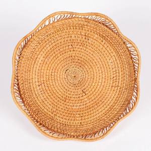 Panier de bol de rangement de fruits pour la maison et la cuisine décoration de table bols faits à la main en rotin en gros avec bord ondulé - Product Image 4