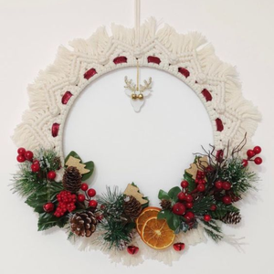 แฮนด์เมด Macrame ประดับรอบปรับแต่งขนาดได้สําหรับตกแต่งผนังวันแม่และวันหยุดคริสต์มาสขายส่งจากเวียดนาม - Product Image 1