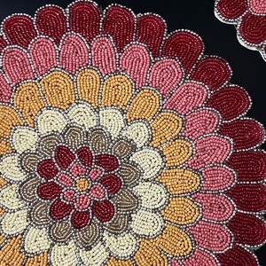 แผ่นรองจานลูกปัดลายดอกไม้สีแดงชมพูเหลืองนิ้ว - Product Image 5