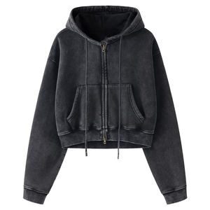 เสื้อสเวตเชิ้ตผู้ชายมีฮู้ด แขนยาว ผ้าฟลีซ ซิป พร้อมเชือกผูก 2 ชิ้น ปักลาย สีพื้น - Product Image 1