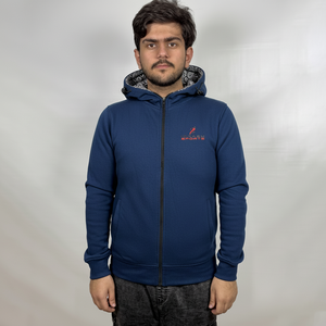 Sweat à capuche zippé pour homme de haute qualité, brodé, style streetwear thermique d'hiver, épaules tombantes, motif uni, basiques - Product Image 1