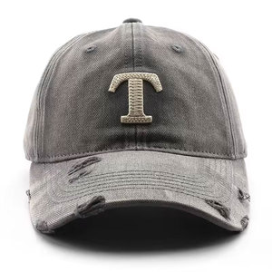 Logo personnalisé 2024 Vintage Washed Distressed 6-Panel Baseball Cap 100% Polyester Outdoor brodé Fitted Sport Cap - Product Image 1