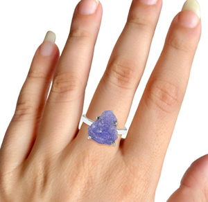 Anillo de Ley 925 Chapado en plata vintage, juego de piedras preciosas de tanzanita en bruto en Ajuste de punta, regalo de boda de moda para fiestas - Product Image 3