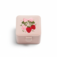 Boîte de rangement à bijoux portable de qualité supérieure, carrée, avec fermeture éclair, motif floral, en tissu de velours brodé à la main, couleur personnalisée, broderie