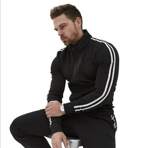Conjunto Deportivo Personalizado de Otoño para Correr, Chaqueta con Cremallera Completa y Pantalones de Chándal para Hombre, 100% Algodón de Alta Calidad, con Estampado de Flecos y Logotipo Bordado - Product Image 3