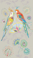 Murale Photo Moderne Fabriquée en Allemagne, Motif Jungle Oiseaux Beige Vert Bleu, Vinyle Non Tissé, pour Chambre, Salle de Sport, Salle à Manger, Hôpital