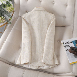 Chaqueta de Traje de Moda con Mangas Largas y Diseño de Cintura Cruzada, Blazer Informal de Tela de Lana Peinada - Product Image 2