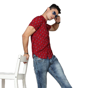 Camisas de playa de algodón 100% con estampado ajustado XL para hombre, ligeras y transpirables con mangas cortas para verano, precio al por mayor del fabricante - Product Image 1