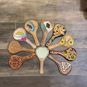 Designer Sunflower Print Hand Tooled Leather <b>Mirror</b> Women Western Stylish Handheld Makeup <b>Mirror</b> Perfect Best Gift for Her - Product Image 5