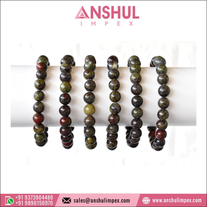 การออกแบบที่สวยงามสีเขียวรักษาแอฟริกัน Bloodstone รอบพลอยสร้อยข้อมือลูกปัด - Product Image 5