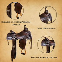 Selle de cheval en cuir western de qualité supérieure |   Arbre en fibre de verre durable et confortable |   Équipement d'équitation Trail Ranch, qualité d'exportation