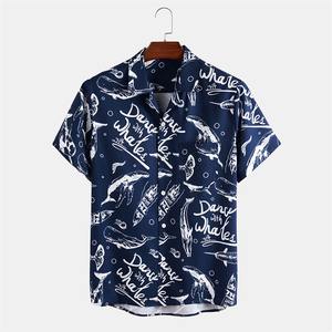 ชุดเสื้อผ้าชายหาด2ชิ้นสำหรับผู้ชายเสื้อเชิ้ตแขนสั้นแบบมีกระดุมพิมพ์ลายลำลองดีไซน์ใหม่ - Product Image 3
