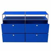 Meuble TV modulaire, console multimédia, buffet, armoire, cadre en acier chromé, bleu cobalt, couleur personnalisée