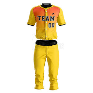 Ensemble d'uniformes de baseball personnalisés pour hommes, jaune orange, logo d'équipe sublimé, vêtements de sport à séchage rapide, toutes saisons, coupe classique - Product Image 6