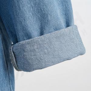 Veste longue en jean pour femmes en gros, à capuche, décontractée, à simple boutonnage, printemps automne, coupe ample, coupe-vent pour femmes, couleur personnalisée - Product Image 6