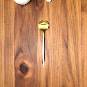 Unique Stainless Steel Matte Gold Silverware Tea <b>Spoon</b> With White Handle For Home and Restaurant Dishwasher Safe <b>Spoon</b> - Product Image 1