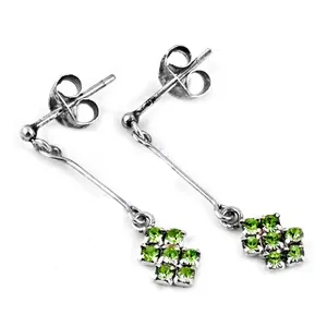 Pendientes de Plata 925 con Peridoto Verde en Forma de Gota, con Engaste de Garra, Joyería de Moda, Regalo para Mujer - Product Image 3