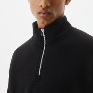 Sweat-shirt imprimé en coton pour hommes personnalisé avec col rond élargi Quart de fermeture éclair Sweat-shirt à col montant pour hommes - Product Image 4