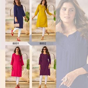 Kurti de fête moderne en rayonne pour tenue décontractée, 14 kg, broderie ton sur ton, anti-humidité, extensible, réversible, élégant et confortable - Product Image 5